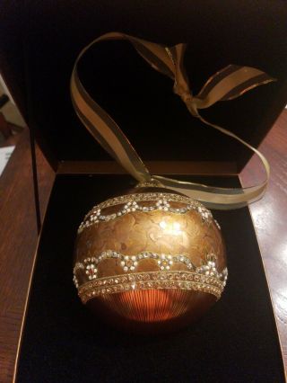 Jay Strongwater Large Orb Gold Jeweled Ball With Swarovski Crystals 2002