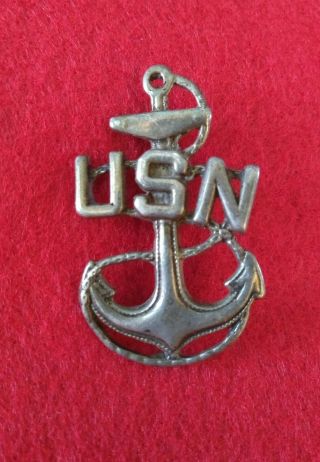 Vintage Us Navy Anchor Pin Sterling Silver