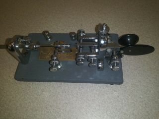 Vintage 1958 Vibroplex Bug Telegraph Cw Morse Code Key Keyer No 204166