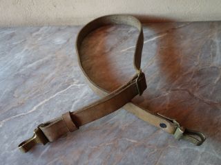 Old Ww2 Wwii Military German Officer Uniform Leather Belt Shoulder Strap 33.  5