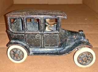 1920 ' s ARCADE CAST IRON FORD MODEL T TOURING CAR W DRIVER & RUBBER TIRES VINTAGE 3