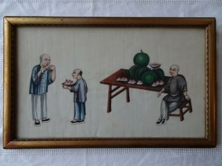 19th Century Chinese Framed Painting On Pith Paper