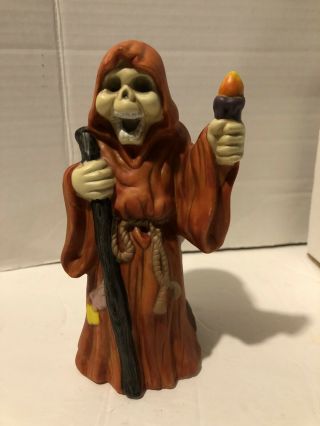 Skeleton Grim Reaper Halloween Monster Candel Holder Ceramic Figurine