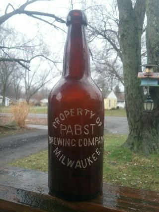 Amber Pint Blob Top Beer Bottle Property Of Pabst Brewing Company Milwaukee Wis.