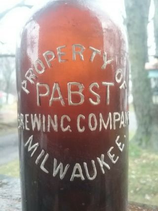 Amber pint blob top beer bottle property of pabst brewing company milwaukee wis. 2