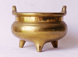 Antique Chinese Bronze / Brass Tripod Censer Incense Burner
