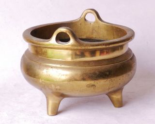 Antique Chinese Bronze / Brass Tripod Censer Incense Burner 2