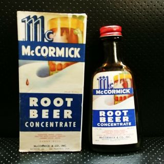 Vintage Mccormick Root Beer Concentrate Bottle W/ Box