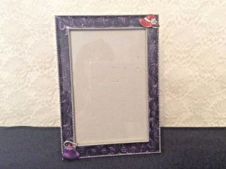 Red Hat Society 5 " X7 " Photo Frame Purple Marbelized Enamel Red Hat & Purse
