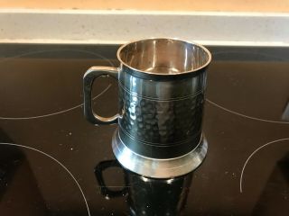 Lovely Shine Silver Plated Half Pint Tankard E.  P.  N.  S.  Hammer Patterned