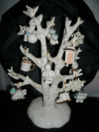 Lenox Snow Pals Christmas Tree W/12 Ornaments.