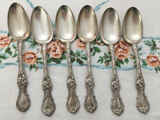 Vintage 1835 R Wallace Pat.  May 12,  02 Floral Pattern Spoon Six Tablespoon