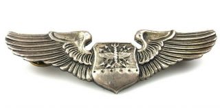 Vintage Wwii Sterling Silver Us Air Force Navigator Wings Badge Pin 3 "