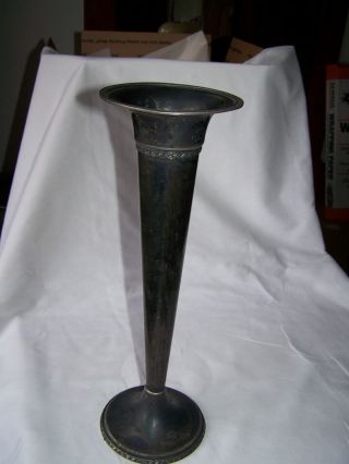 Antique Vintage 15 " Tall Silver Plated Vase Wallace Bros.  Silver Co.  V2776