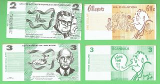 D427.  Four Australian Political Election Money Notes,  Anti Liberal & Labor