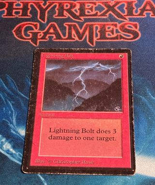 Mtg Beta Lightning Bolt Hp (flat,  No Creasing/bending) Vintage Magic Card X1