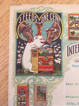 1902 International Stock Food Co Billhead,  Colored Billhead,  Minneapolis Receipt 2