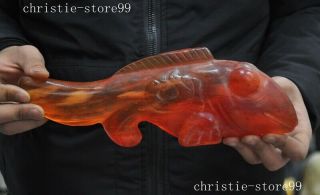 Old Chinese Hongshan Culture Crystal Hand - Carved Ocean Animal Fish Dragon Hook