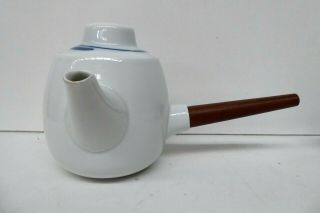 Vintage Bing Grondahl Copenhagen Danish Porcelain China Teapot Teak Handle