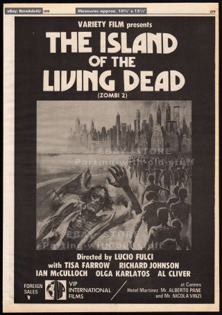 Zombie_island Of The Living Dead_orig.  1979 Trade Ad Poster_zombi 2_lucio Fulci