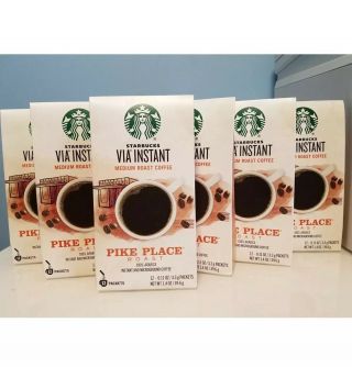 6 Packs Starbucks Via Instant Pike Place Roast Medium Roast Coffee - 12 Ct