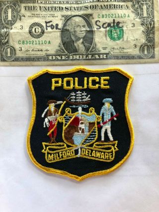 Rarer Milford Delaware Police Patch Un - Sewn In Great Shape