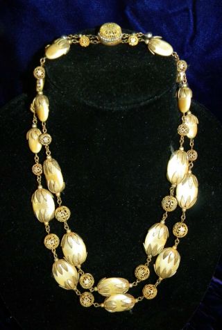 Vintage Signed Miriam Haskell Necklace And Earrings Set