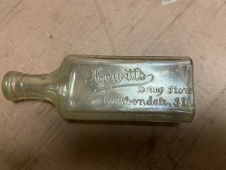 Antique Medicine Bottle Hewitts Drug Store Carbondale Il Illinois 1
