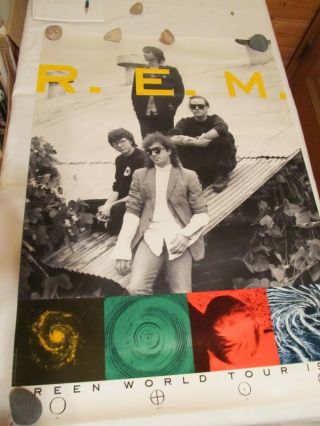 R.  E.  M.  Green World Tour - Vintage Concert Poster - 1989 Detroit Show