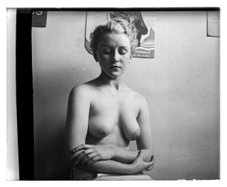 1930 ' s Vintage Nude Glass Plate 3x4 Slide Photo Big Breasts Pinup Blonde Flapper 2