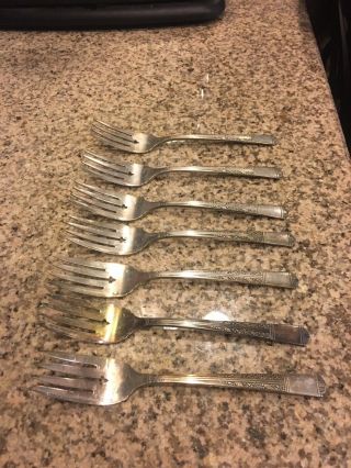 Vintage Tudor Plate Oneida Community Silverware 7 Forks