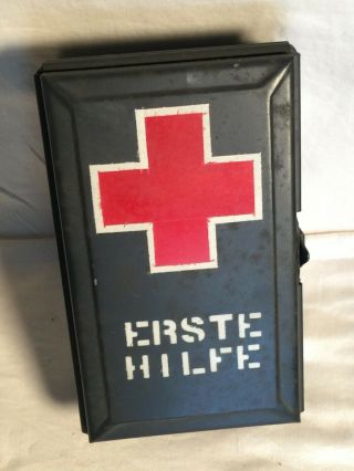1950s 60s West German Cold War Era At&t Erste Hilfe First Aid Metal Box Pac Kit