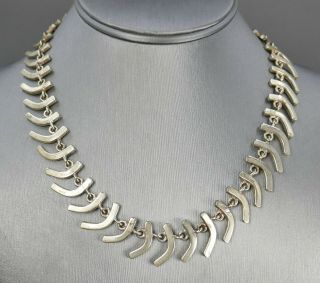 Vintage Mexican Sterling Silver Modernist Necklace Mexico