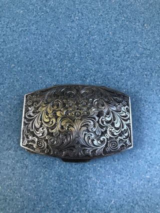 Vintage Industria Argentina Sterling Silver Engraved Compact