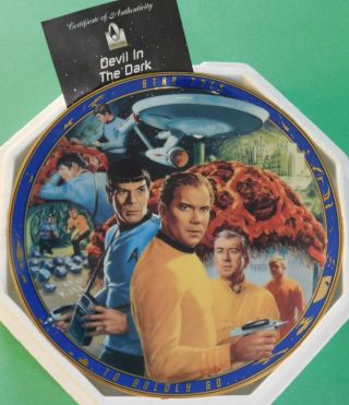 Rare Star Trek Blue Border Devil In The Dark Hamilton Plate Box W/coa First Run
