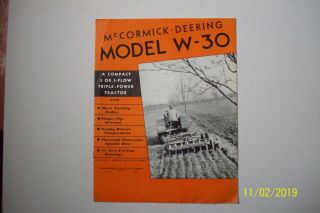 Vintage Mccormick - Deering Model W - 30 Triple - Power Tractor Brochure 1927