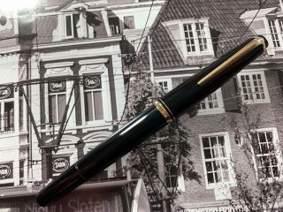 Vintage Restored Late 1960s Montblanc No.  22 Pif Black Gfm Fountain Pen