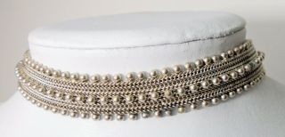 Fine Quality Antique Victorian Wide Sterling Silver Ornate Choker Necklace (a/f)
