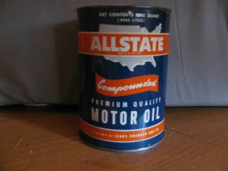 Allstate Premium Quality Motor Oil One Quart Metal Oil Can