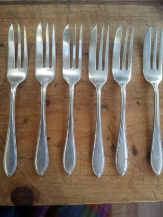Six Antique Vintage Epns Silver Plate Cake Forks