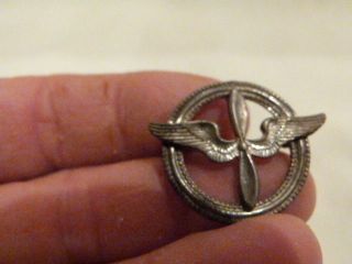 Great Htf Wwii Sterling Silver Sweetheart Wing & Propeller Pin Brooch 1.  25 "