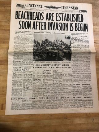 D - Day Newspaper Cincinnati Times - Star Tuesday,  June 6,  1944