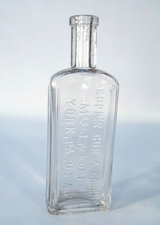 Cure Mrs Kopp Cur A - Cough York Pa Example Patent Medicine Bottle