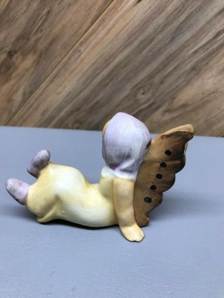 VTG Porcelain Fairy Girl Figurine Butterfly Wings Yellow Dress MIJ 2 - 3/4 