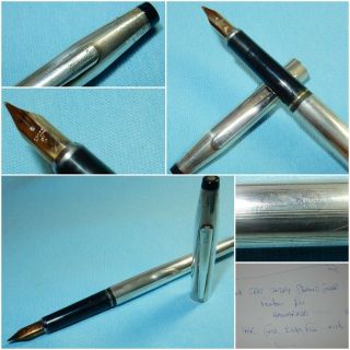 Cross Sterling Silver Fountain Pen,  14k Gold Extra Fine Nib