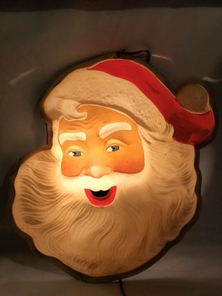 1940s Vintage Hanging Santa Head Face Blow Mold Christmas Light Up