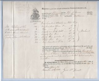 1831 Bill Of Lading,  Schr.  " John Gilman " Gloucester To Baltimore,  Fish Oil