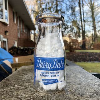 1/2 Pt Milk Bottle Dairy Dale Queen City Dairy Meyersdale Pa Blue Pyro