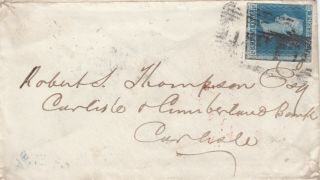 1851 Qv Glasgow Cover With A Fine 2d Blue Stamp Sent To Cumberland Bank Carlise