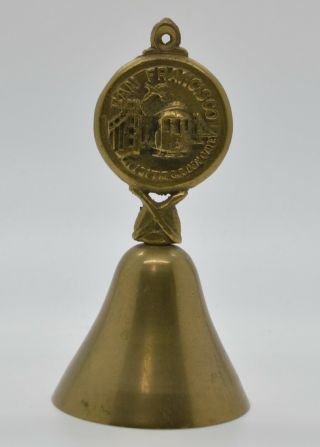 Vintage Brass Hand Bell San Francisco City By The Golden Gate Ring